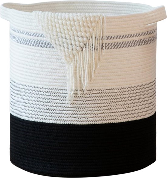 OIAHOMY Wasmand Geweven katoenen touw, grote kledingmand, 65 cm hoog, hoge wasmand met verlengde katoenen handgrepen voor het opbergen van kleding, speelgoed in slaapkamer, badkamer, opvouwbaar (geel OIAHOMY Wasmand Geweven katoenen touw, grote kledingmand, 65 cm hoog, hoge wasmand met verlengde katoenen handgrepen voor het opbergen van kleding, speelgoed in slaapkamer, badkamer, opvouwbaar (geel
