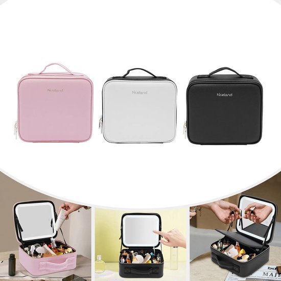 SureDeal® - Makeup Koffer - Spiegel - Led Verlichting - Organizer - Roze - Beautycase - Vrouw Cadeau - 26x23x11 cm