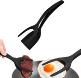 Flipperspatel voor gebakken eieren | 2 in 1 Flipper-eierdraaier met antiaanbaklaag en voedselclip | Siliconen eierspatel | Eierdraaier van siliconen met antiaanbaklaag | Veelzijdig keukengereedschap voor draaien