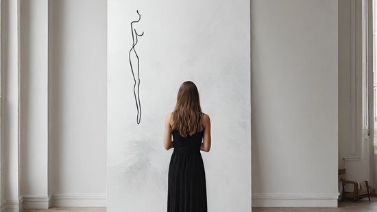 Vrouw8 - Silhouette - Metaalkunst - Rood - 75 cm- Line Art Decoratie - Muur Decoratie- Cadeau voor Vrouw- Inclusief ophangsysteem