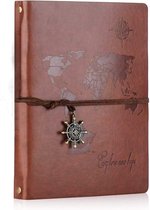 Seeallde Lederen A5-notitieboek, reisdagboek, vintage dagboek, hervulbaar, 100 vellen/200 pagina's, 80 gsm, zuurvrij papier, het beste cadeau