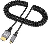 DrPhone MicroFlex - Câble Streaming HD - 2,4M - HDMI vers Micro - 1080P - 60Hz - Stream - Câble Spiral Flexible - Zwart