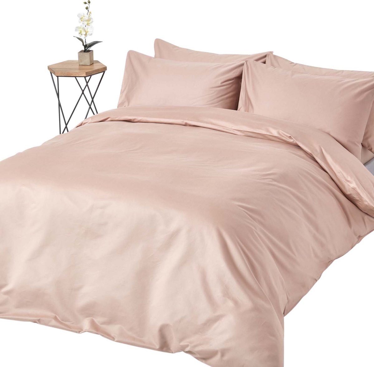 Homescapes Luxe Satijn Dekbedovertrek 150x200 cm – Eenpersoons – Beige – 100% Egyptisch Katoen – Draaddichtheid 1000