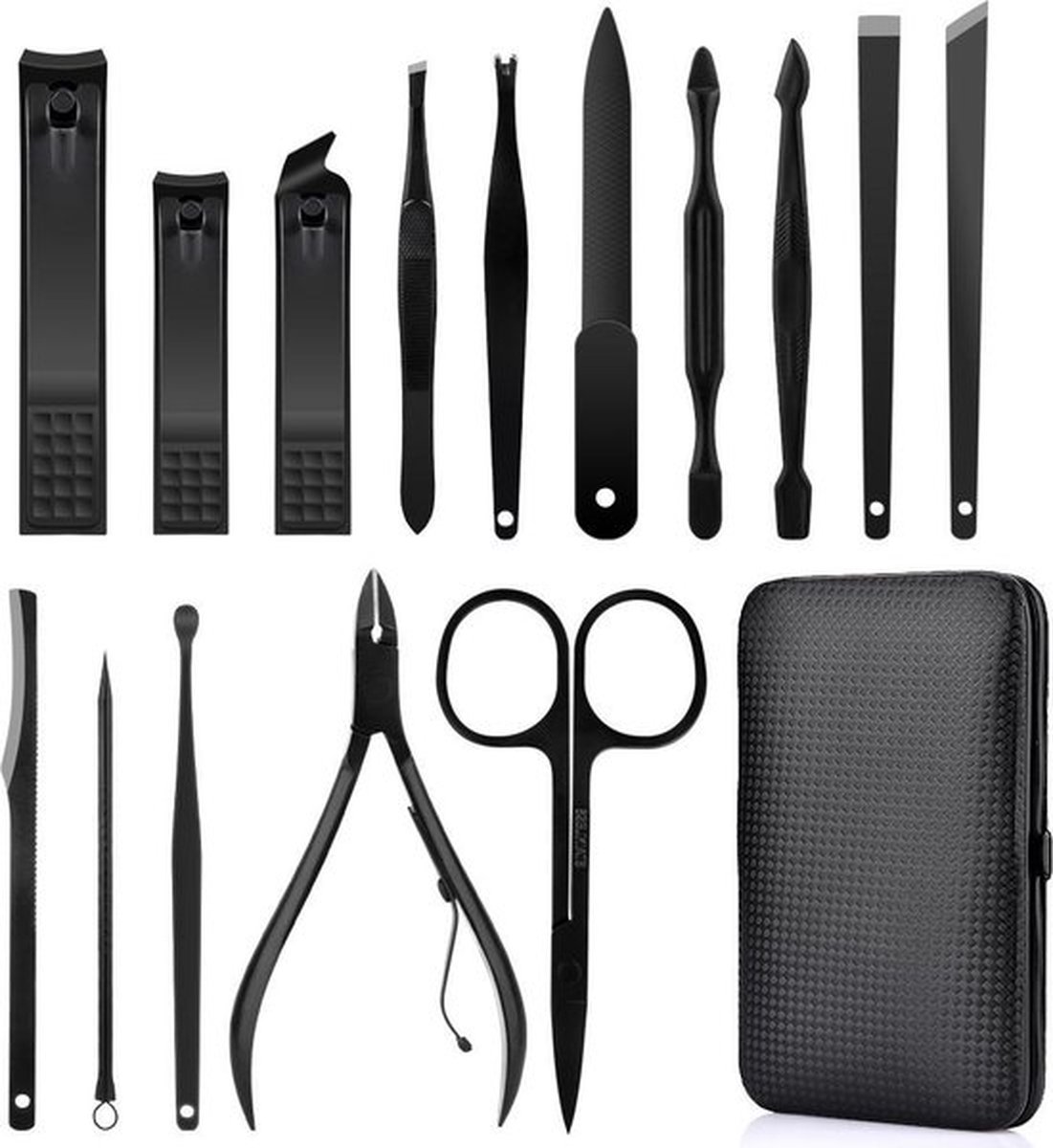 Goedkoopste Manicure Set - Pedicure Set - Nagelknipper- 15-Delige RVS Nagel Verzorging Set - Nagelschaar - Etui - Epileer Pincet