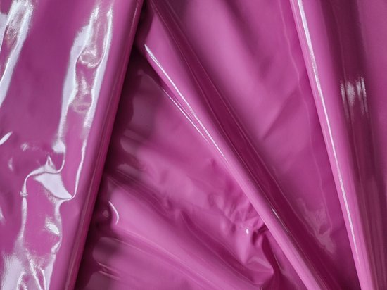 Foto: Bndgx datex stof roze 100cm x 145cm latex bovenkant polyester onderkantstof per meter shiny glans wetlook