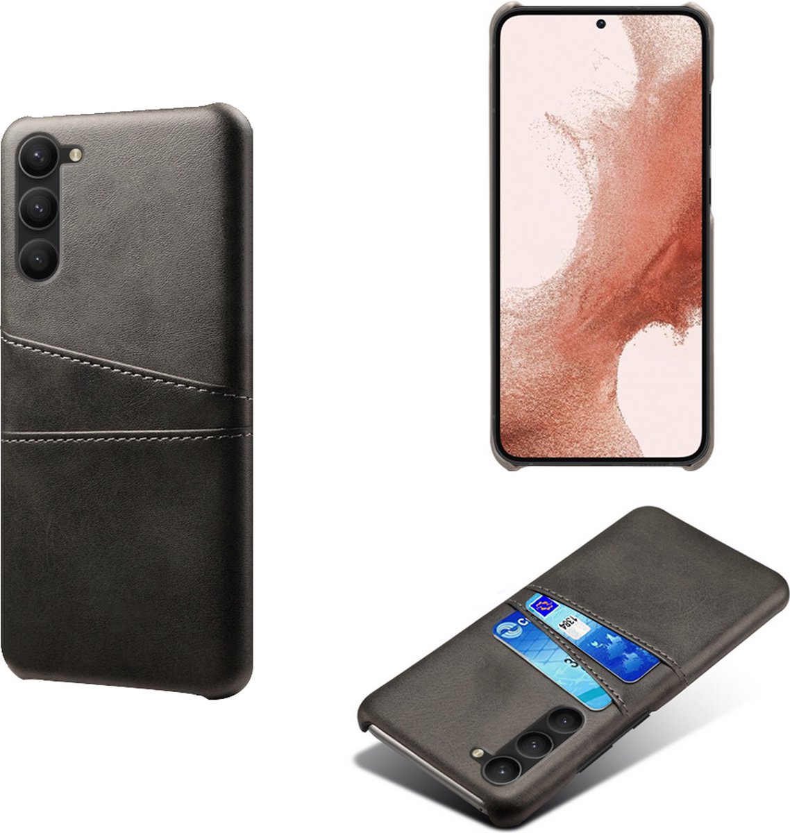 Backcover met Opbergvakjes + PMMA Screenprotector voor Galaxy S24 _ Zwart