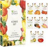 OwnGrown® Pompoen Zaad Set: 8 Premium Rassen voor Pompoenplanten Kweken in Tuin, Bed en Kas - Nootmuskaat, Halloween, Beste Groentezaden