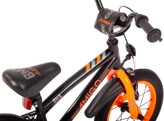 AMIGO BMX Jump Jongensfiets 12 Inch - Kinderfiets voor 2 tot 4 Jaar - 90-105 cm - Met Zijwieltjes - Zwart/Oranje van AMIGO — afbeelding 5