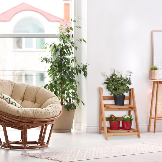 Estantería Para Plantas Relaxdays De 3 Niveles - Madera Gris, Medidas 108 X 41 X 40 Cm, Plegable, Ideal Para Interior Y Balcones Techados