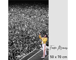 Allernieuwste.nl® Canvas Schilderij Freddie Mercury Queen Optreden - Kunst - Poster - 50 x 70 cm - Kleur