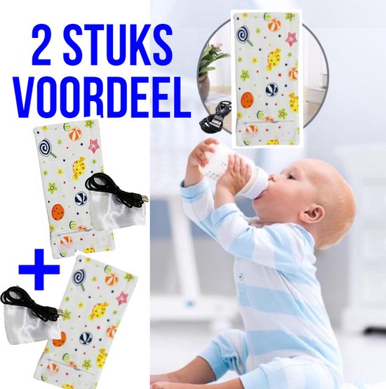 Allernieuwste 2 STUKS USB Baby Fles Warmer model Lollie - Heater - Reisaccessoire - Draagbaar - Klittenband - Kleur van Allernieuwste — afbeelding 2