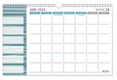MGPcards - 18 Maanden Familieplanner 2024-2025 - 6 Personen - Kalender - Familyplanner - 34 x 24,5 cm - Zacht Turkoois