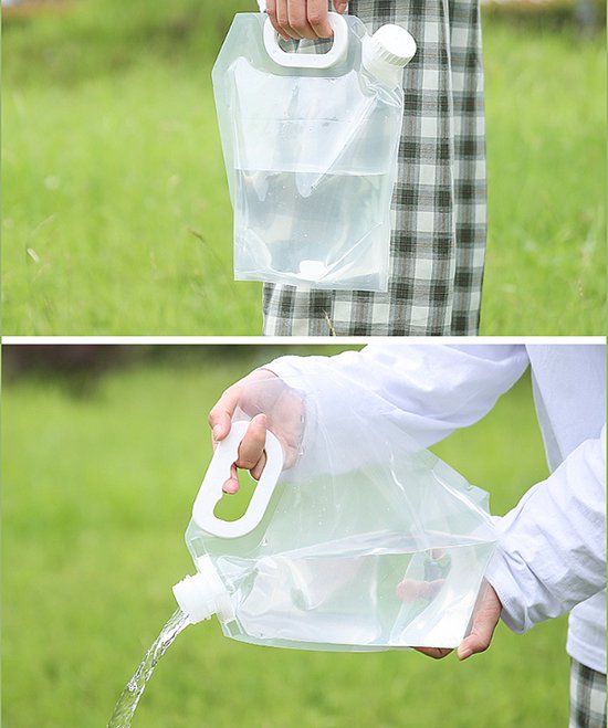 Allernieuwste.nl® 2 STUKS Waterzakken 5 Liter Camping Outdoor Opvouwbare Draagbare Waterzak 5L Opbergtas - Transparant - 32.5 x 35 cm - 2 STUKS van Allernieuwste.nl — afbeelding 3