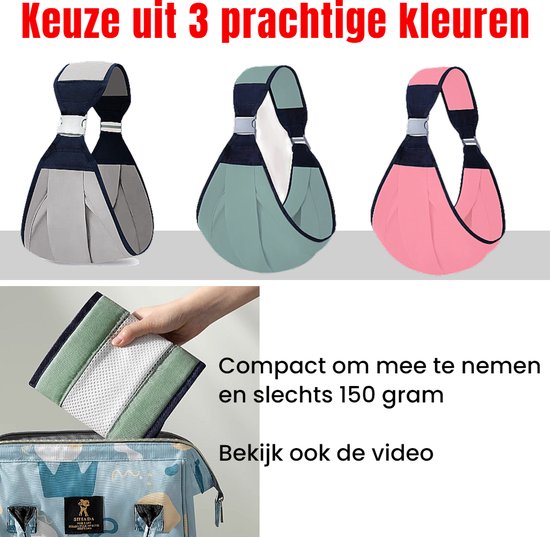 Allernieuwste.nl® Baby Draagzak Draagdoek Babydrager ROSE - 0 to 3 jaar - Ergonomische Veilige Buikdrager Baby Drager Babydraagzak - Rose — afbeelding 4