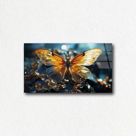 Indoorart - Glasschilderij vlinder 60x40 CM - Afbeelding op plexiglas - Inclusief montagemateriaal