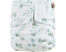HappyBear | All In One wasbare luier - Botanical | One Size - 4kg t/m 15kg | Te gebruiken vanaf geboorte tot zindelijkheid | Dubbele lekgoten - minder kans op lekkages | Handige klittenbandsluiting