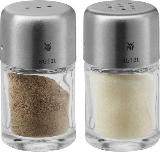 Bel Gusto Ensemble salière et poivrière 2 pièces, petit shaker, mini salière, acier inoxydable Cromargan mat
