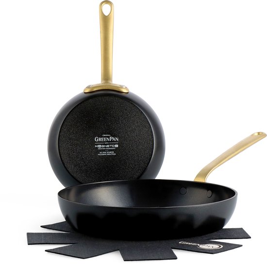 Foto: Greenpan craft aluminium koekenpannenset 2 delig 20cm 28cm pfas vrij zwart inductie en vaatwassergeschikt ovenbestendig tot 220 gehard aluminium rvs handgrepen groter bakoppervlak zwart
