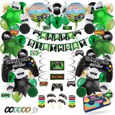 Fissaly 91 Stuks Video Game Verjaardag Versiering Set met Ballonnen - Groen