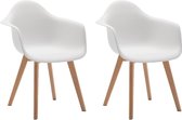 Set van 2 stoelen met armleuningen VIXI - polypropyleen en beuk - Wit L 63.5 cm x H 84 cm x D 57 cm