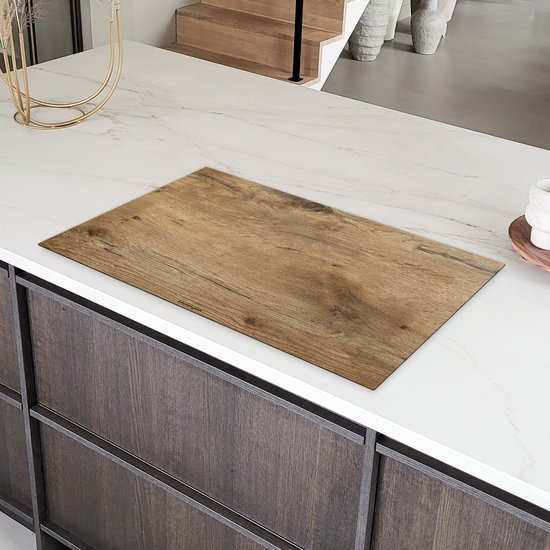 KitchenYeah® Protection plaque induction 91.6x52.7 cm - Marron - Motif bois - Protege plaque de cuisson - Couvre plaque induction - Protecteur d'induction - Cuisine