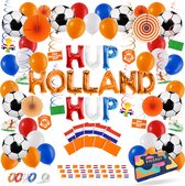 Fissaly 114 Pièces Ensemble de Décoration des Pays-Bas - Euro 2024 de Football - Décoration en Rouge, Blanc, Bleu & Orange - Jour du Roi - Fête sur le Thème Néerlandais