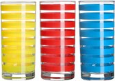 Urban Living Drinkglazen Colorama - 3x - rood/geel/blauw - glas - 280 ml - gekleurd mix