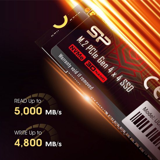 Silicon Power 1TB UD90 SSD NVMe 4.0 Gen4 PCIe M.2 Soilid State Drive R/W up to 5,000/4,800 MB/s SP01KGBP44UD9005 van Merkloos — afbeelding 3