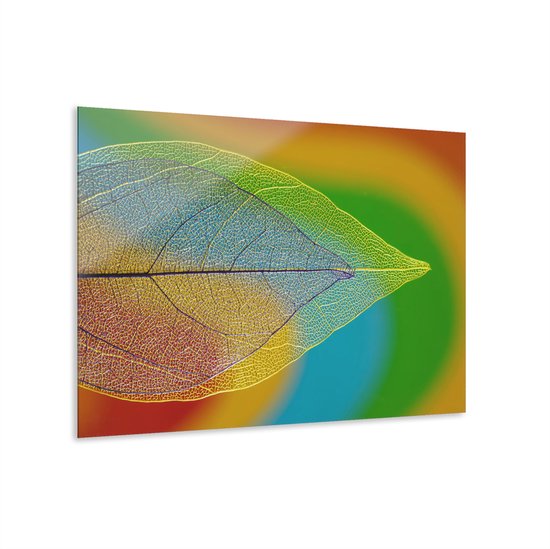 Indoorart - Glasschilderij doorzichtig blad 90x60 CM - Afbeelding op plexiglas - Inclusief montagemateriaal