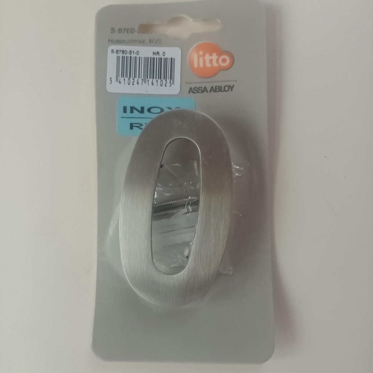 Huisnummer Nummer Inox RVS Nummer Cijfer 0 Litto Assa Abloy 74mm Onzichtbare Bevestiging