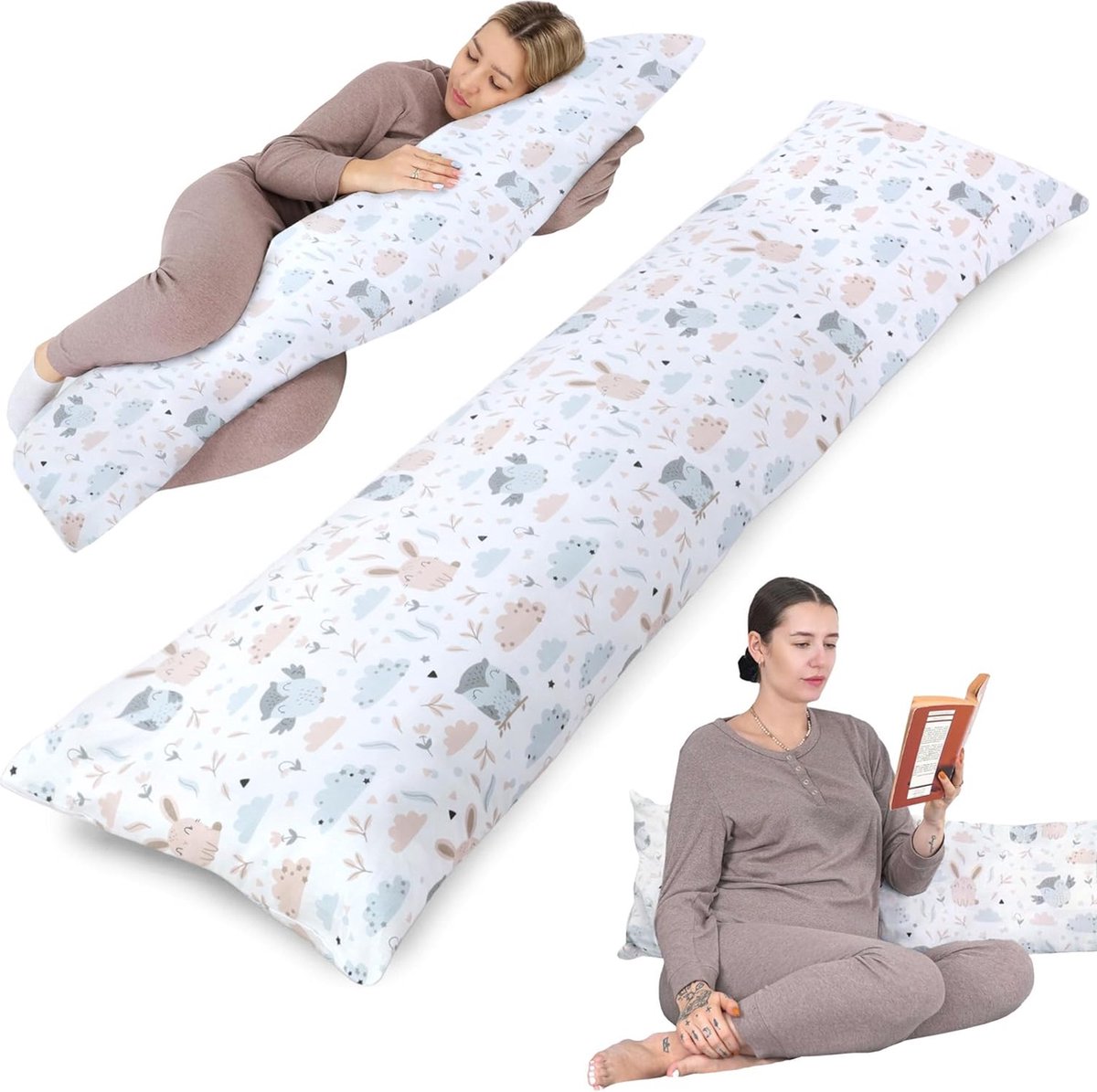 Goedkoopste Zijslaapkussen, zwangerschapskussen, voedingskussen, 40 x 145 cm met hoes, ondersteuningskussen, kussen voor vrouwen en zijslapers, babyzwangerschapskussen, XXL, 40 x 145 cm
