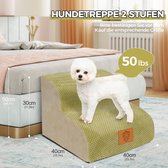 Hondentrap voor kleine honden, 2 treden, huisdiertrap voor bed, bank, van spons, hondentrap, hondentrap met wasbare overtrek en antislip bodem, kattentrap, 40 x 40 x 30 cm