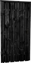 Schutting tuinpoort compleet - Zwart grenen - Zwarte details - 195 cm (hoge poort) - 130 cm