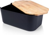 Broodtrommel met Bamboe Plank Zwart 33x18,5x12 cm - Doos - Box