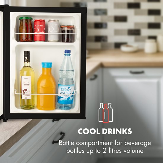 Klarstein koelkast, minikoelkast voor drankjes, kleine koelkast met vriesvak, stille kleine koelkast, huidverzorgingskoelkast, campingkoelkast, minikoelkast voor kamer, kantoor 0-10°C, 65L - 4L - voor Studentenkamer - Vrijstaand van Klarstein — afbeelding 5