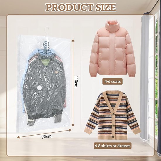 Hangende vacuüm opbergzakken voor kleding 1 pak -135*70cm