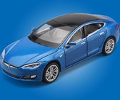Nezr® Auto Speelgoed Jongens - Tesla Model S - Modelauto - Geluid en Licht - 1:32 - Blauw