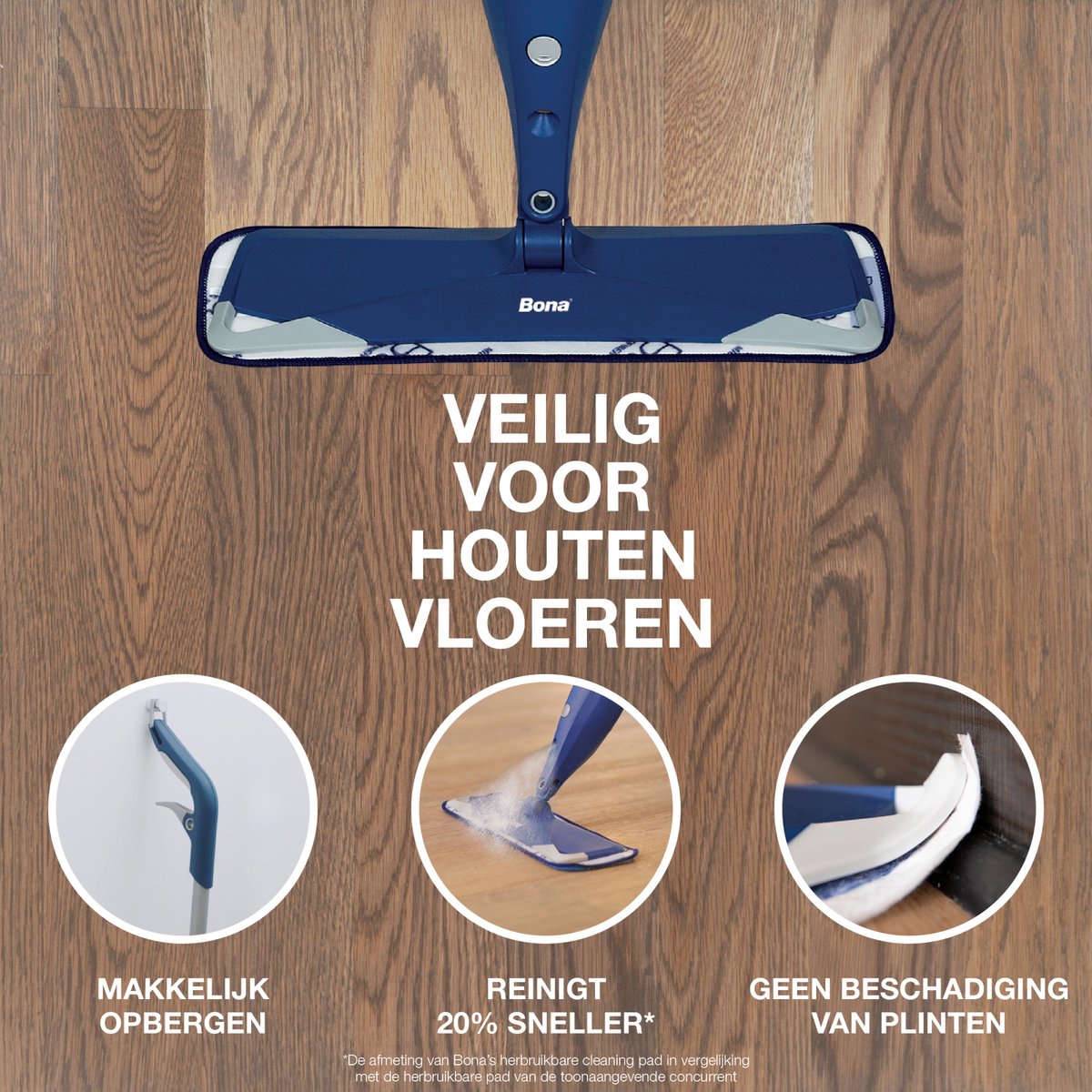 Bona Premium Spray Mop - Alles-in-1 Dweilsysteem - Vloerwisser met Spray - Inclusief Houten Vloer Reiniger & 2 Microvezel Reinigingspads - Dweil - Streeploos - Sneldrogend thumbnail 5