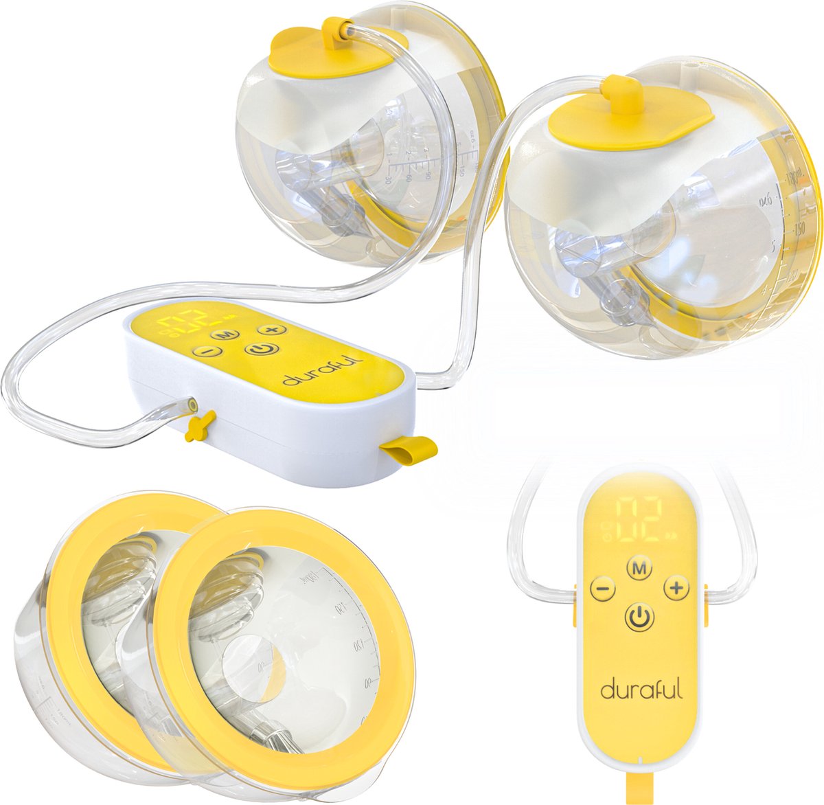 Bol.com Duraful Draadloze Elektrische Borstkolf – Inclusief 2 opzetstukken, Keycord & 10 Melkzakjes / Handsfree / Anti-terugstro... aanbieding