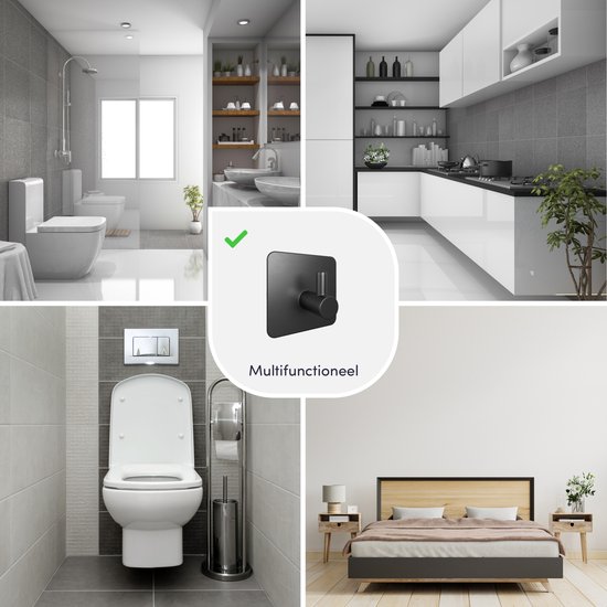 EAVY - Set de 4 Crochets porte-serviettes autocollants en acier inoxydable - Gunmetal