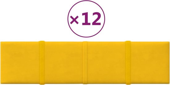 vidaXL - Wandpanelen - 12 - st - 1,08 - m² - 60x15 - cm - fluweel - geel