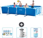 Intex Rechthoekig Frame Zwembad - 450 x 220 x 84 cm - Blauw - Inclusief Onderhoudspakket - Zwembadfilterpomp - Filter