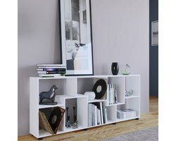 Boekenkast Azira 164 cm 8 open vakken-wit - Emob - Roomdivider - Wit - Melamine; Spaanplaat
