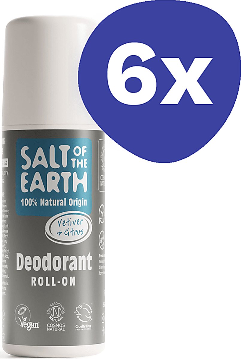Goedkoopste Salt of the Earth Vetiver & Citrus Roll-On Deodorant (6x 75ml