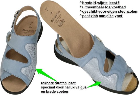 Solidus -Dames - blauw licht - sandalen - maat 39.5