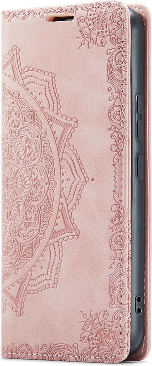 CaseMania Bookcase hoesje geschikt voor Samsung Galaxy S24 Ultra - Mandala print Roze - Kunstleer