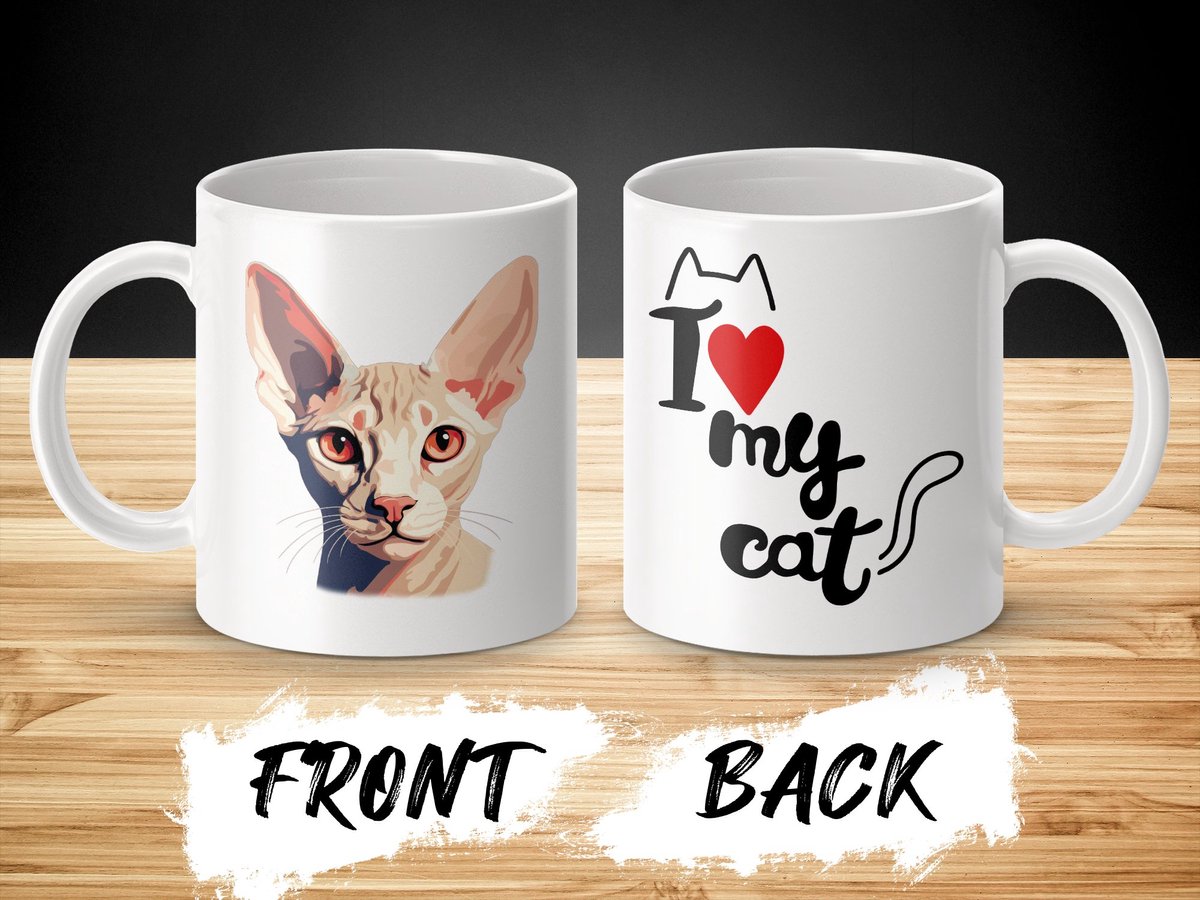Mok Peterbald cat - kat - I love my cat - cat lovers - katten