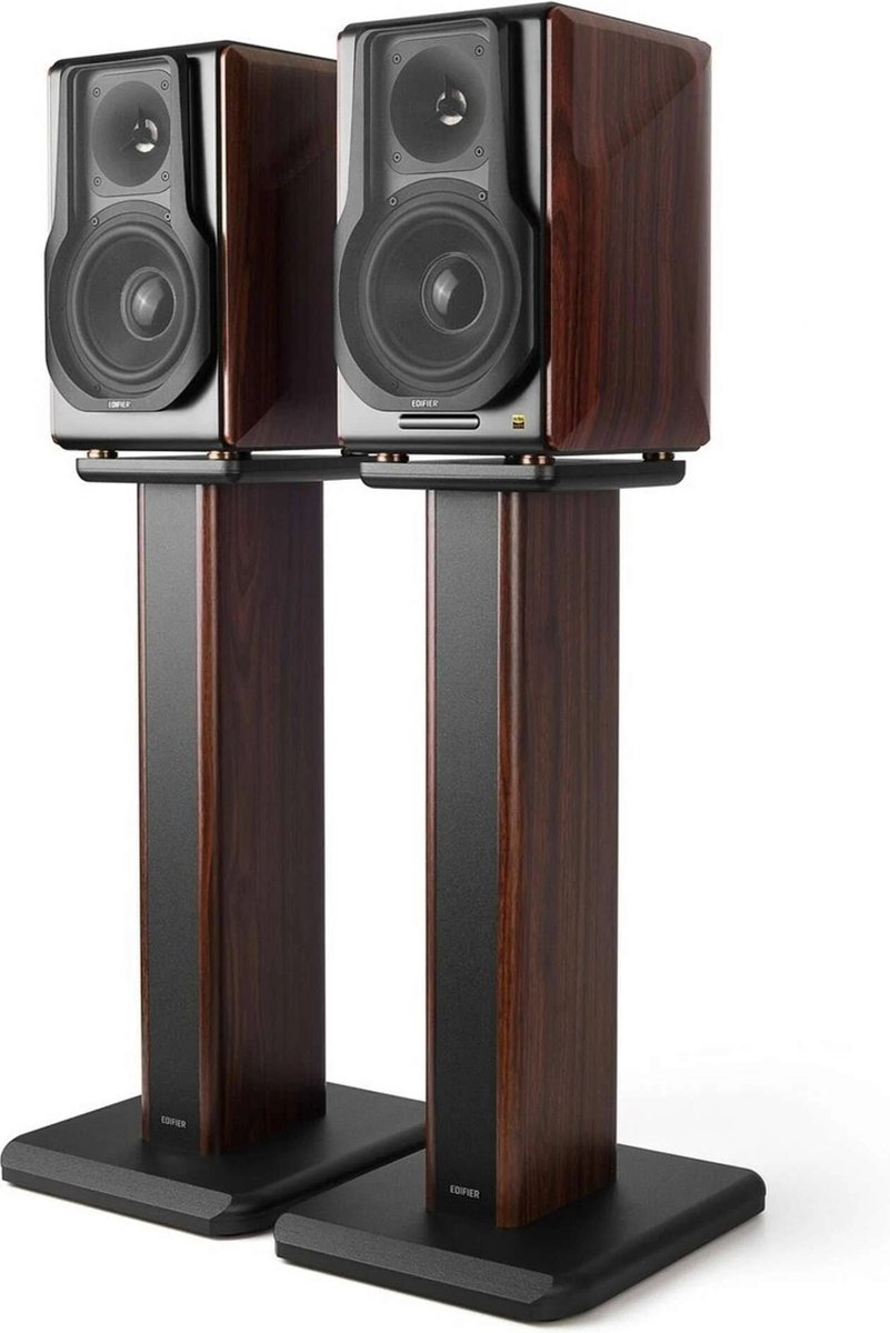 Speaker stand voor S3000PRO Zware uitvoering hoogte 65cm afm. bovenplaat 19x25cm Mat zwart met houten zijpanelen idem design aan S3000PRO
