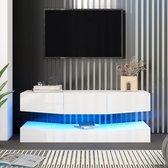 Gran Vida® - Moderne TV-Kast met LED-verlichting - Zwevend - Wit - 180 x 40 x 35