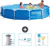Piscine à cadre rond Intex - 366 x 76 cm - Blauw - Pompe de filtration de piscine incluse - Kit de nettoyage - Bandelettes de test